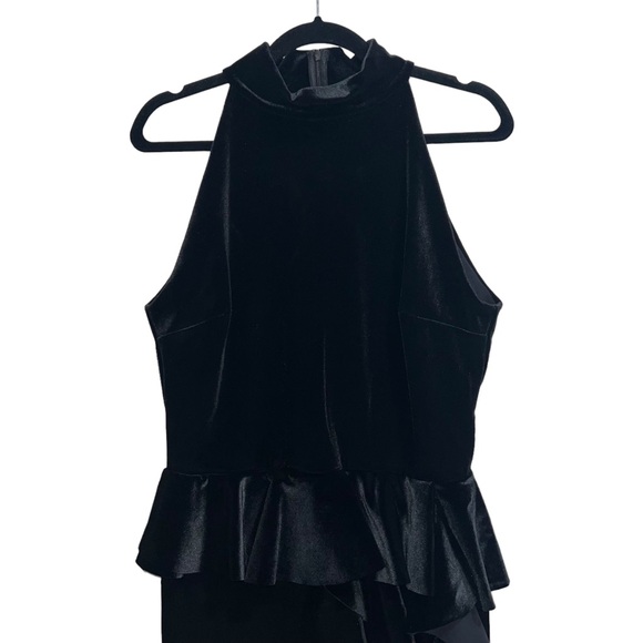 NEW NWT Chiara Boni La Petite Robe Ablah Sleeveless Velvet Peplum Gown Black - Picture 7 of 15